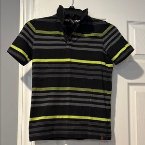 Tony Hawk Black and Gray Polo Shirt with Sporty Stripes